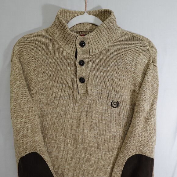Chaps By Ralph Lauren Men’s Brown Knit Pullover Sweater Sz Medium Elbow Patches - Picture 8 of 14